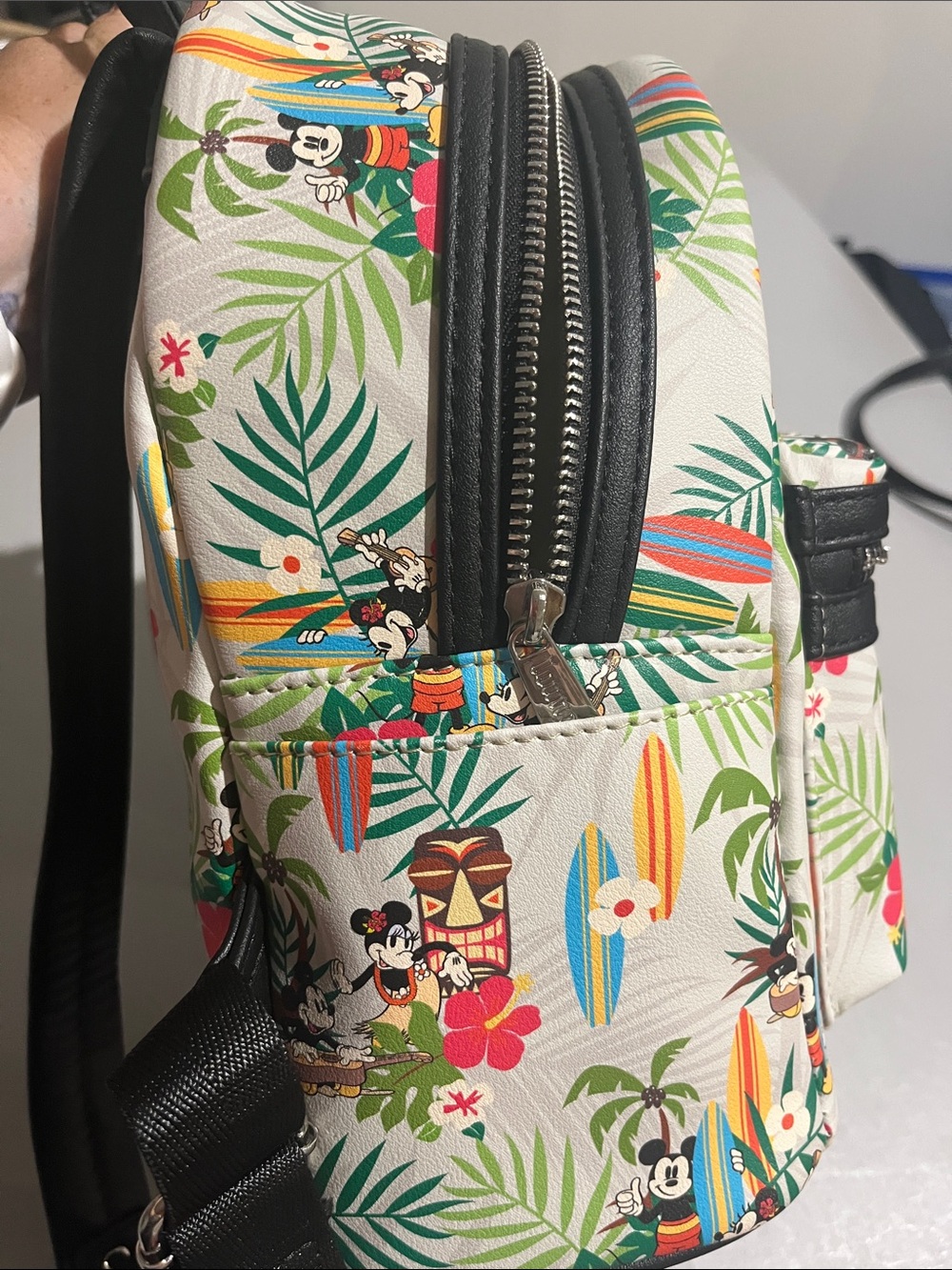 Loungefly White Tropical Mickey Surf Mini Backpack - Picture 10 of 11